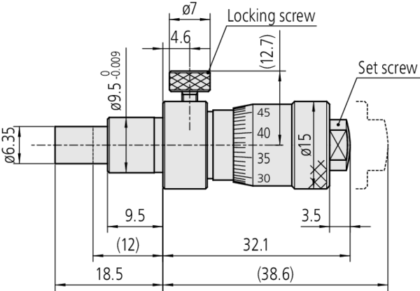 Mitutoyo - Micrometer Head, Locking Screw Type