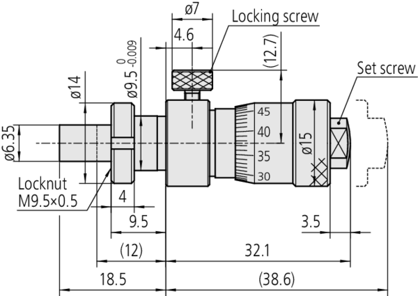 Mitutoyo - Micrometer Head, Locking Screw Type