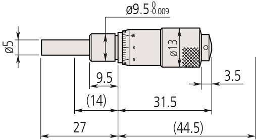 MITUTOYO 148-821 Micrometer Head, Small Standard Type 0-13mm, Rev, Reading