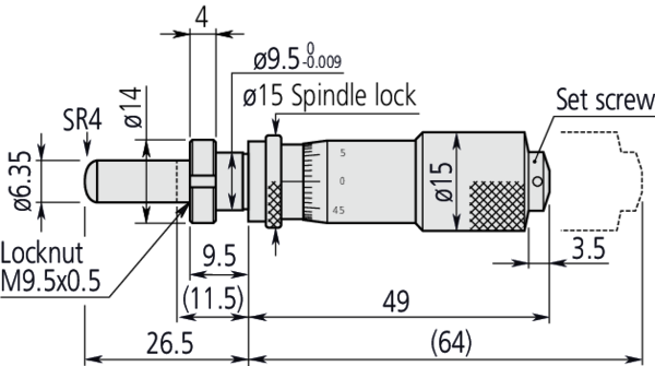 Mitutoyo - Micrometer Head, Carbide Tipped Spindle | 149-804-10