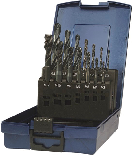 PRETEC 137950 M3-M12 Gépi menetfúró, HSS-Co RSP40 készlet magfuratfúróval