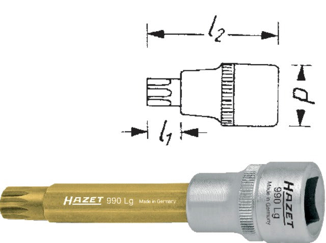 516976 M9 HAZET 516976 M9 Csavarhúzó betét, 1/2" sokfogú, hosszú