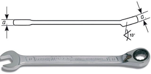 HAZET 501403 19 Racsnis csillag-villáskulcs, irányváltós