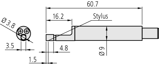 MITUTOYO-Érzékelõ kis furathoz (min. ?4,5 mm,5 µm/90°/4 mN)