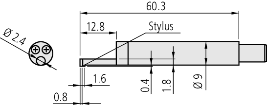 MITUTOYO-Érzékelõ nagyon kis furathoz (?2,8 mm/5µm/angle 90°/4mN)