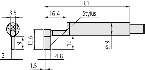 MITUTOYO-Érzékelõ mély horonyhoz (5 µm/90°/4 mN)