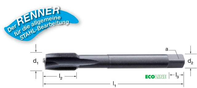 PRETEC 132911 M10X0,75 Gépi menetfúró, HSS-Co gőzöléssel megeresztett