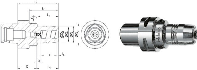 241450 C4/06 SCHUNK 241450 C4/06 Sokszög szárú kúpos befogó, Capto C4 rövid finoman kiegyensúlyozva G2,5 25.000 1/min fordulatszámnál