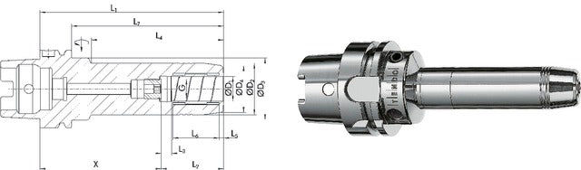 241431,25 SCHUNK 241431,25 Üreges szárú kúpos befogó, DIN 69893 A Tendo hidroplasztikus befogó hosszú karcsú G2,5 25.000 1/min fordulatszámnál