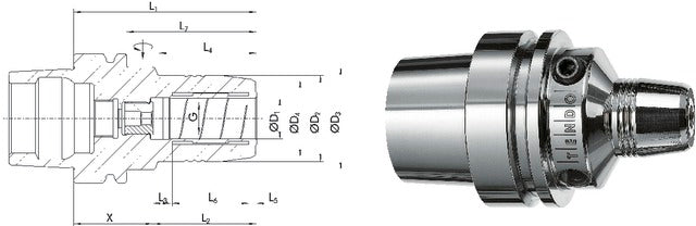 241447 SCHUNK 241447 Üreges szárú kúpos befogó, DIN 69893 E Tendo hidroplasztikus befogó rövid G2,5 25.000 1/min fordulatszámnál
