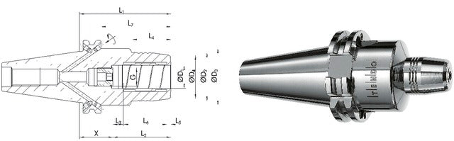 241410,666666667 SCHUNK 241410,666666667 Meredek kúpos befogó, DIN 69871 Tendo hidroplasztikus befogó, AD/B alak, rövid, karcsú, G2,5 25.000 1/min fordulatszámnál