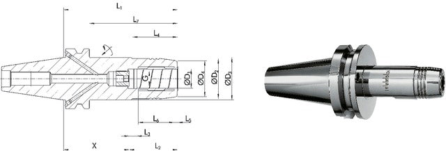 241422,666666667 SCHUNK 241422,666666667 Meredek kúpos befogó, JIS B 6339 Tendo hidroplasztikus befogó, AD/B alak, hosszú, karcsú, G2,5 25.000 1/min fordulatszámnál