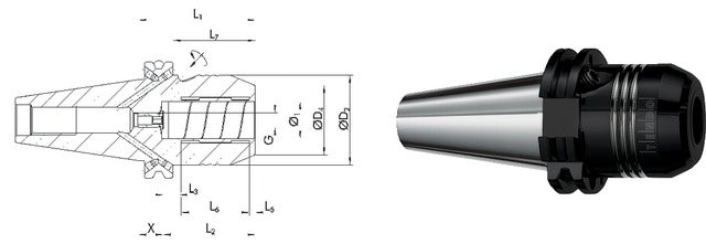 241401,5625 SCHUNK 241401,5625 Meredek kúpos befogó, DIN 69871 Tendo E Compact hidroplasztikus befogó, AD/B alak, rövid, nehéz, G6,3 15.000 1/min fordulatszámnál
