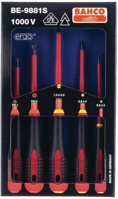 BAHCO 530615 5 ERGO csavarhúzó készlet, VDE, lapos/PH