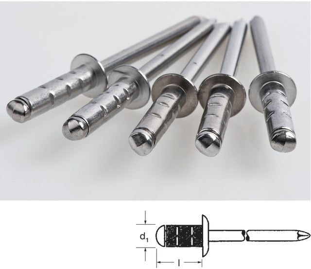 GESIPA 559952 3,2X8 Vakszegecsek, alumínium/acél, lapos kerek fejű (standard)