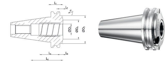 241402,5625 SCHUNK 241402,5625 Meredek kúpos befogó, DIN 69871 Tendo ES hidroplasztikus befogó, AD alak, rendkívül rövid, G2,5 25.000 1/min fordulatszámnál