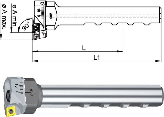 2390460002 SWISS TOOLS 2390460002 Kiesztergáló kés, állítható, Ø 29,75 - 88,1