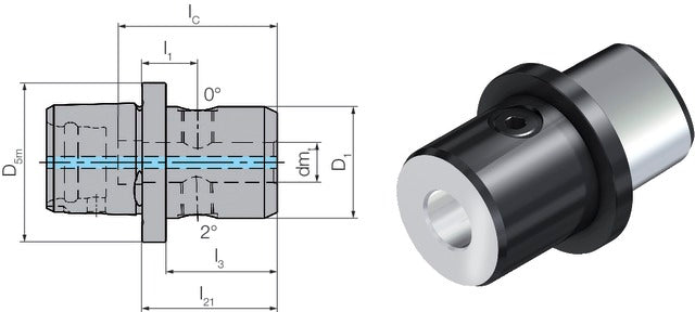 2358050525 WTO 2358050525 Szerszámadapter, ISO 26623-1, Weldon/Whistle-Notch adapter rövid, szárbefogó horony nélkül