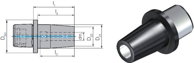2358070414 WTO 2358070414 Szerszámadapter, ISO 26623-1, Zsugoradapter, rövid, szárbefogó horony nélkül