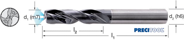 PREMUS 103150 16,80 Nagyteljesítményű fúró, Tömör keményfém 180° HA száralak 3 × D belső hűtéssel TiAlN+