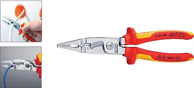 KNIPEX 554920200 Villanyszerelő fogó, krómozott, többkomponensű burkolattal