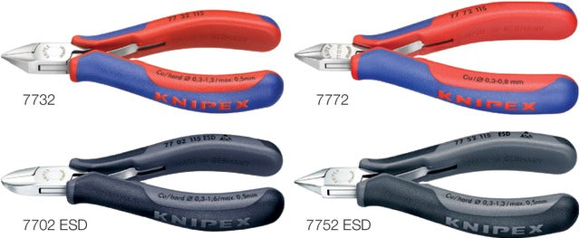 KNIPEX 555200 7742/130 Elektronikai oldalcsípőfogó, tükörpolírozott, többkomponensű burkolattal
