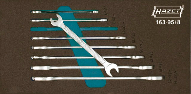 HAZET 519670 163-95/8 Műhelykocsi betét, Kettős villáskulcs készlet, 8 részes