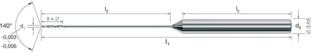 1024480108 MIKRON 102448 0108 Mikrofúró, Tömör keményfém, 50 × D, belső hűtéssel