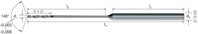 1024600070 MIKRON 102460 0070 Mikrofúró, Tömör keményfém, 30 × D, titán
