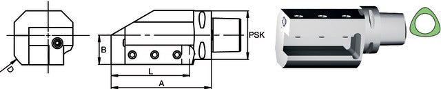 237101 6325R SWISS TOOLS 237101 6325R Szerszámtartó, PSK axiális, egyszeres
