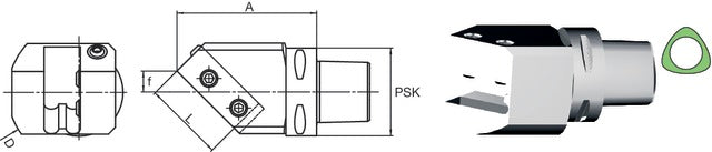 237108 5020R SWISS TOOLS 237108 5020R Szerszámtartó, PSK ferde 45°