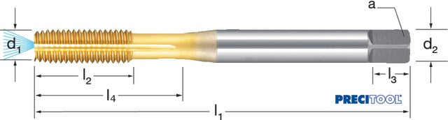 132672 M14 PREMUS 132672 M14 Gépi menetformázó, HSSE-Co5 TiN, kenőhoronnyal, IKZ