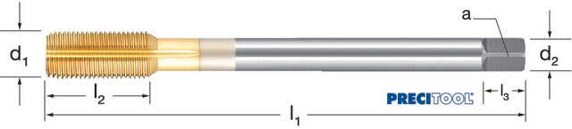 PREMUS 132697 1/4-19 Gépi menetformázó, HSSE-Co5 TiN kenőhoronnyal