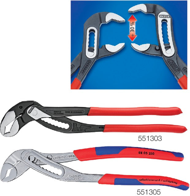 KNIPEX 551303400 Vízpumpafogó, Alligator, polírozott, műanyaggal bevont markolattal