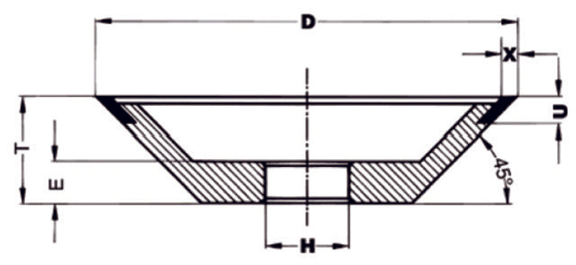466012 12V9 PRECITOOL 466012 12V9 Gyémánt és CBN szerszám-köszörűkorongok, Gyémánt tányér-köszörűkorong, 12 V9 alak