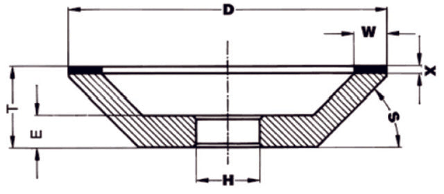466022 12A2 PRECITOOL 466022 12A2 Gyémánt és CBN szerszám-köszörűkorongok, Gyémánt tányér-köszörűkorongok, 12 A2 alak