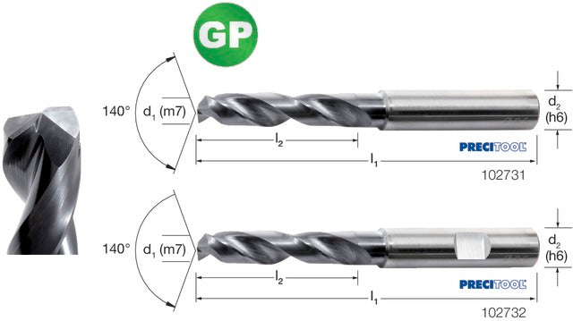 PREMUS 102731 7,80 Nagyteljesítményű fúró-GP, Tömör keményfém, TiAlN, HA száralak, 3 × D