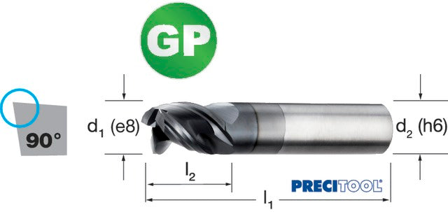 175309 14,00 PREMUS 175309 14,00 Szármaró-GP, Tömör keményfém, extra rövid, P9, védő élletöréssel, éles, ALCRONA