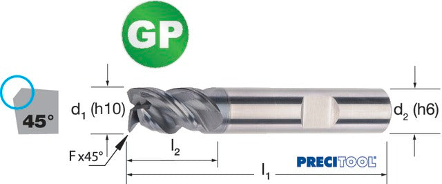 175315 16,00 PREMUS 175315 16,00 Szármaró-GP, Tömör keményfém rövid élletöréssel ALCRONA