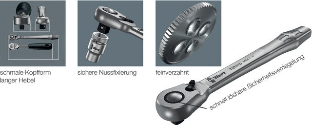 WERA 5109720010 Átkapcsolható racsni, 1/4" Zyklop Metal