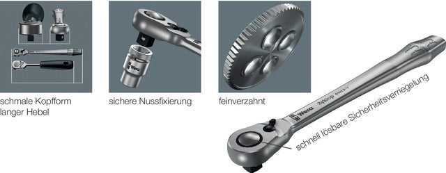 WERA 5126320010 Átkapcsolható racsni, 3/8" Zyklop Metal