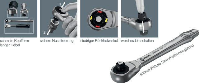 WERA 5109740010 Átdugható racsni, 1/4" Zyklop Metal