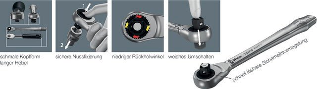 WERA 5126340010 Átdugható racsni, 3/8" Zyklop Metall