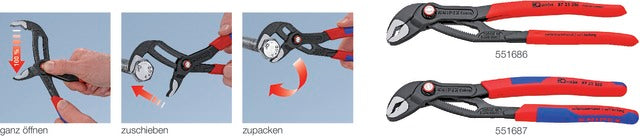 KNIPEX 551687250 Vízpumpafogó, polírozott, többkomponensű burkolattal