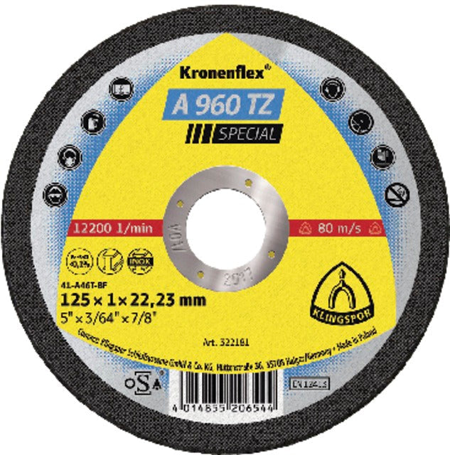 463308 125X1,0 KLINGSPOR 463308 125X1,0 Vágókorong, Inox, vékony