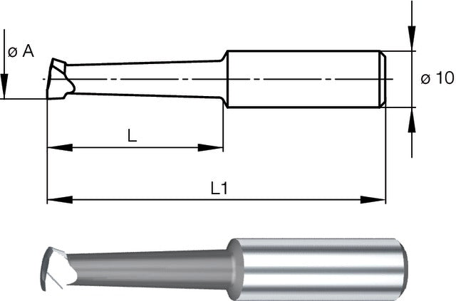 2390440030 SWISS TOOLS 2390440030 Tartozékok orsószerszámhoz, Kiesztergáló kés keményfém éllel, Ø 3,0 - 19,0