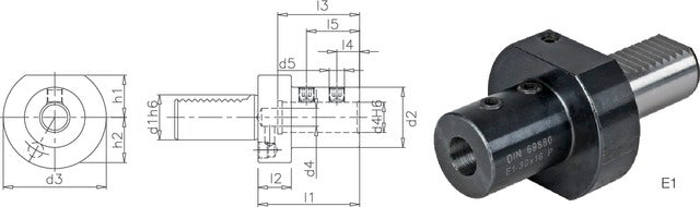 234100 E140X10 PRETEC 234100 E140X10 Szerszámtartó CNC esztergagéphez, Fúró befogó E1 alak