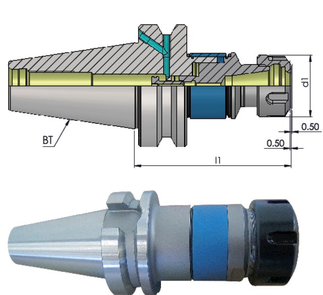 PREMUS 241072 40/ER32 Gyorsváltó menetvágó tokmány, JIS 6339 B, szinkron menetfúró befogó hosszkiegyenlítéssel, AD/B alak
