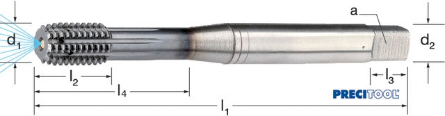 132682 M16 PREMUS 132682 M16 Gépi menetformázó, HSSE-Co8, TiCN, kenőhoronnyal, belső hűtés