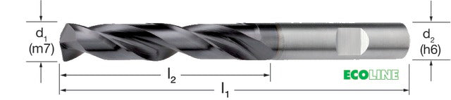 102632 6,40 PRETEC 102632 6,40 Nagyteljesítményű fúró, Tömör keményfém, TiAlN, HB száralak, 3 × D